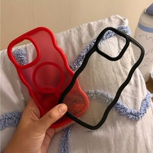 Red and Black Wavy Phone Cases